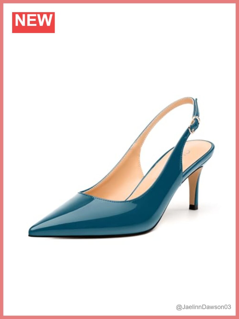Women's Slingback Pumps, Pointed Toe Stiletto Heels, Faux Leather Buckle Heels